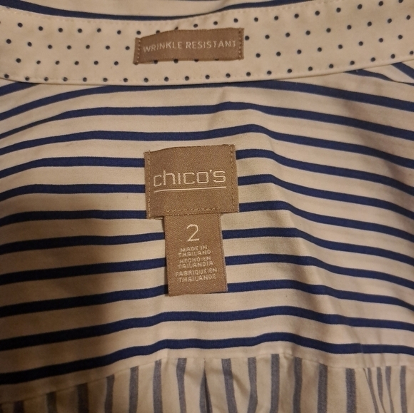 Chicos Striped button Down Blouse 100% cotton - Picture 3 of 4